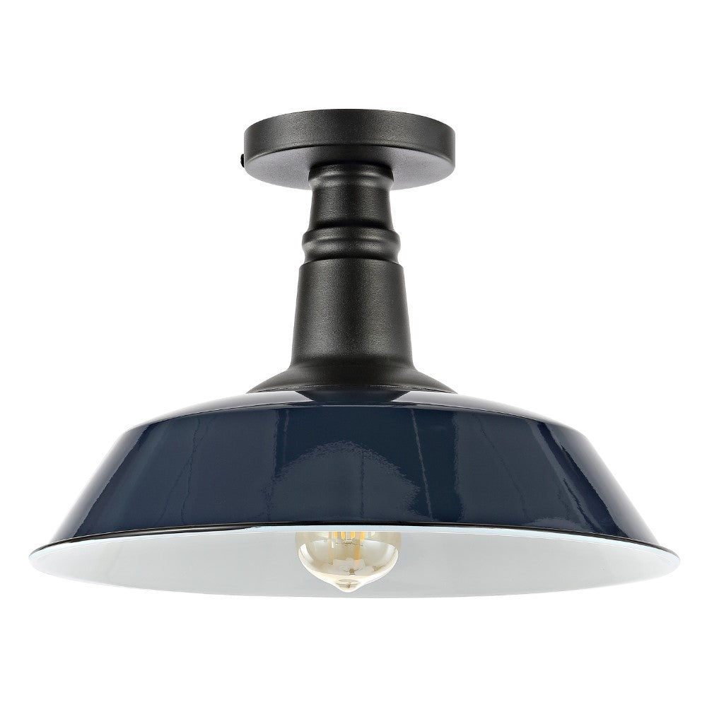 Yasu Classic Industrial Indoor/Outdoor Iron LED Semi Flush Mount