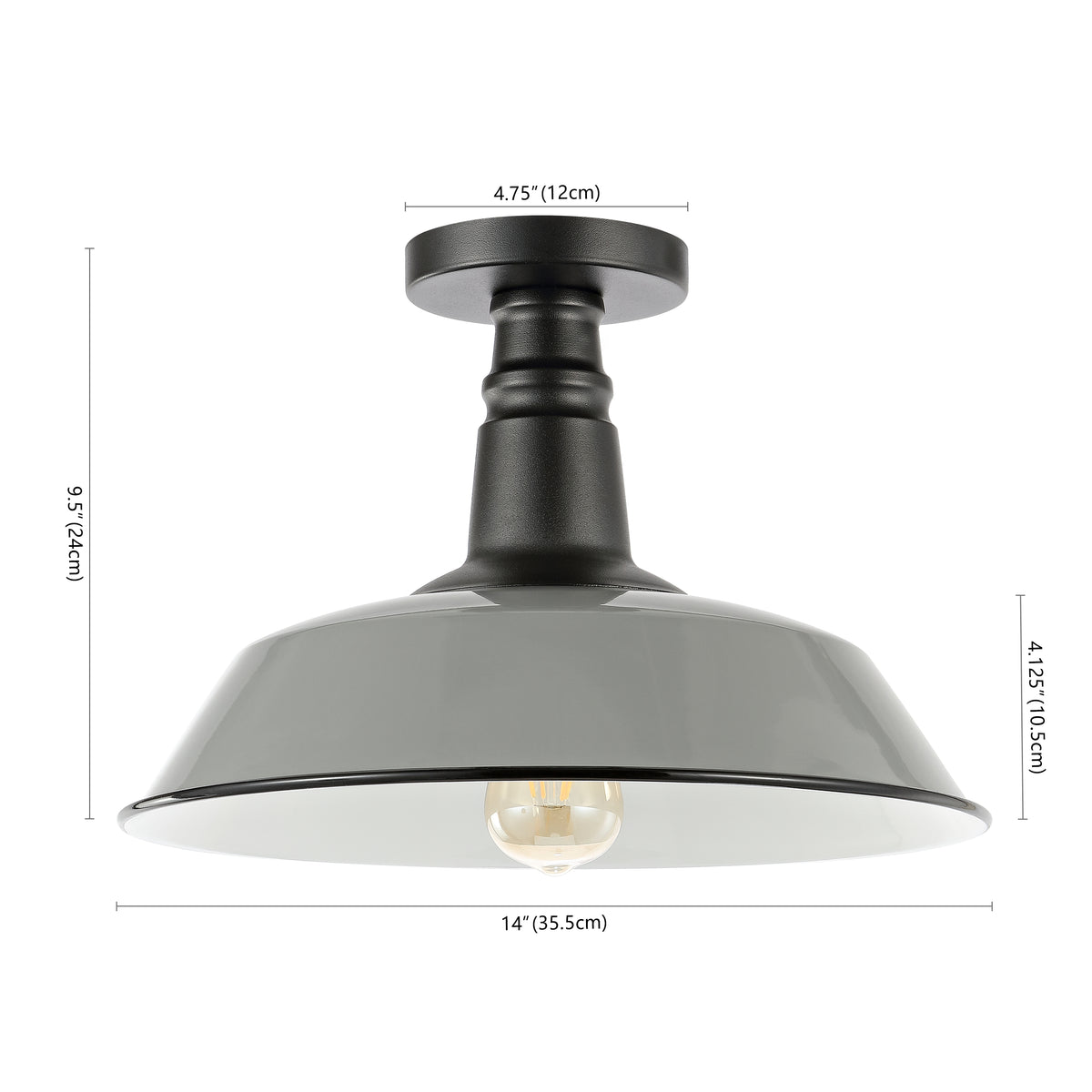 Yasu Classic Industrial Indoor/Outdoor Iron LED Semi Flush Mount