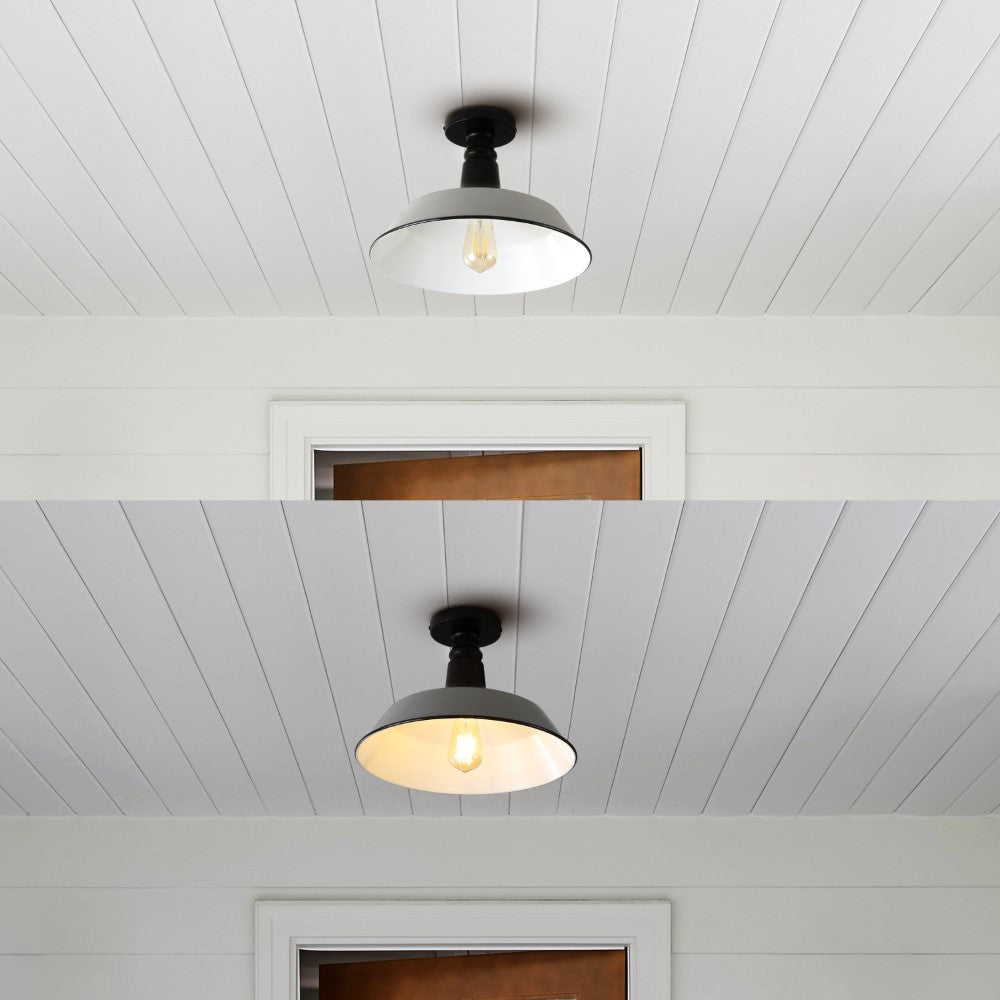 Yasu Classic Industrial Indoor/Outdoor Iron LED Semi Flush Mount
