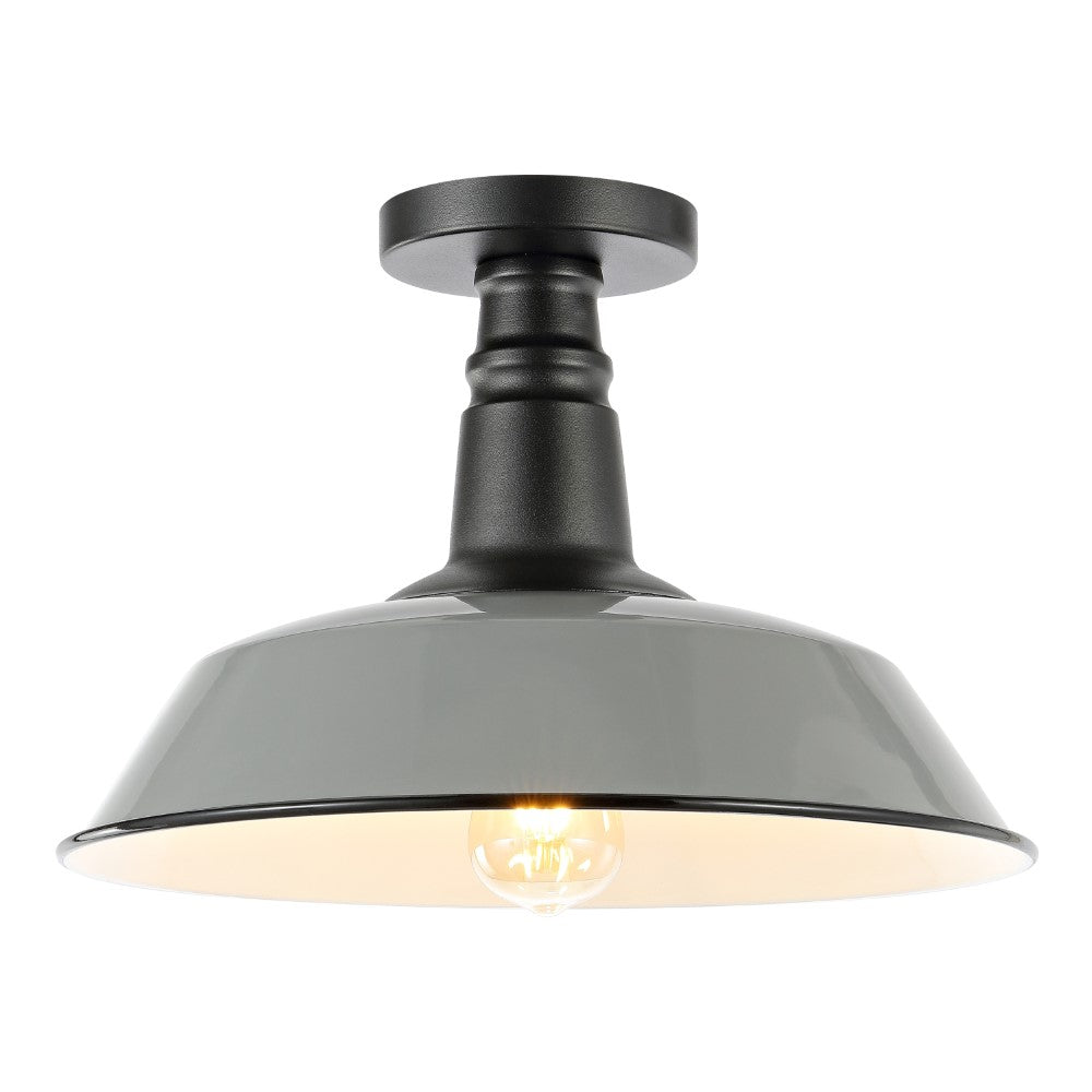 Yasu Classic Industrial Indoor/Outdoor Iron LED Semi Flush Mount