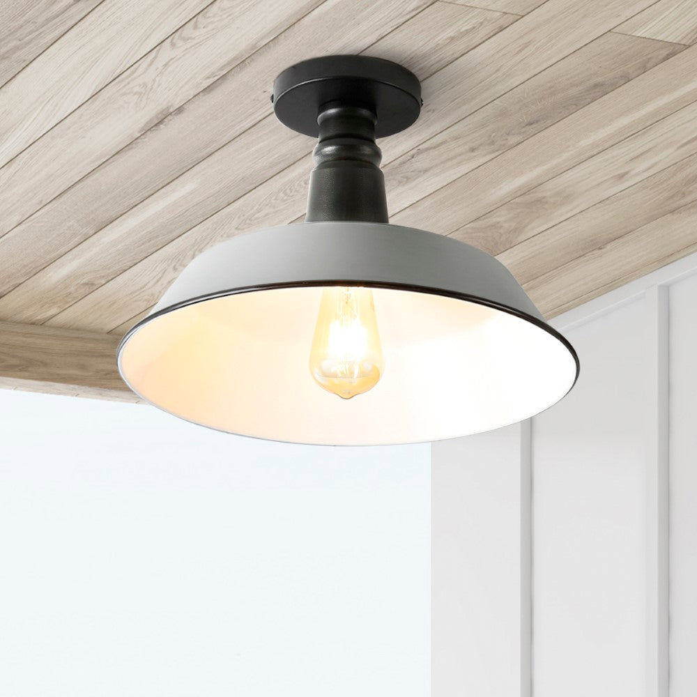 Yasu Classic Industrial Indoor/Outdoor Iron LED Semi Flush Mount