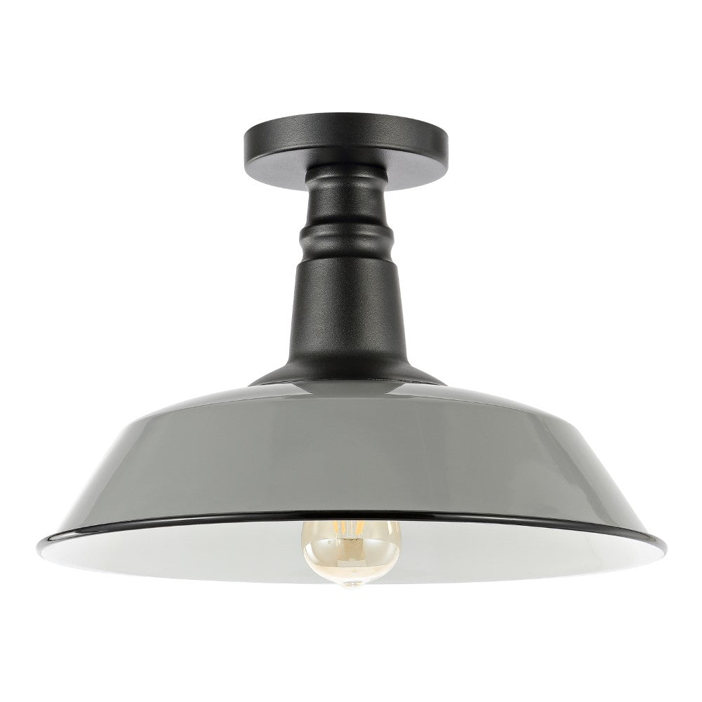 Yasu Classic Industrial Indoor/Outdoor Iron LED Semi Flush Mount
