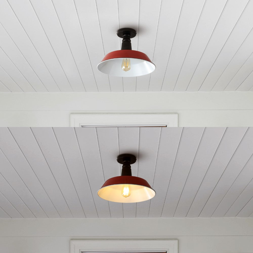 Yasu Classic Industrial Indoor/Outdoor Iron LED Semi Flush Mount
