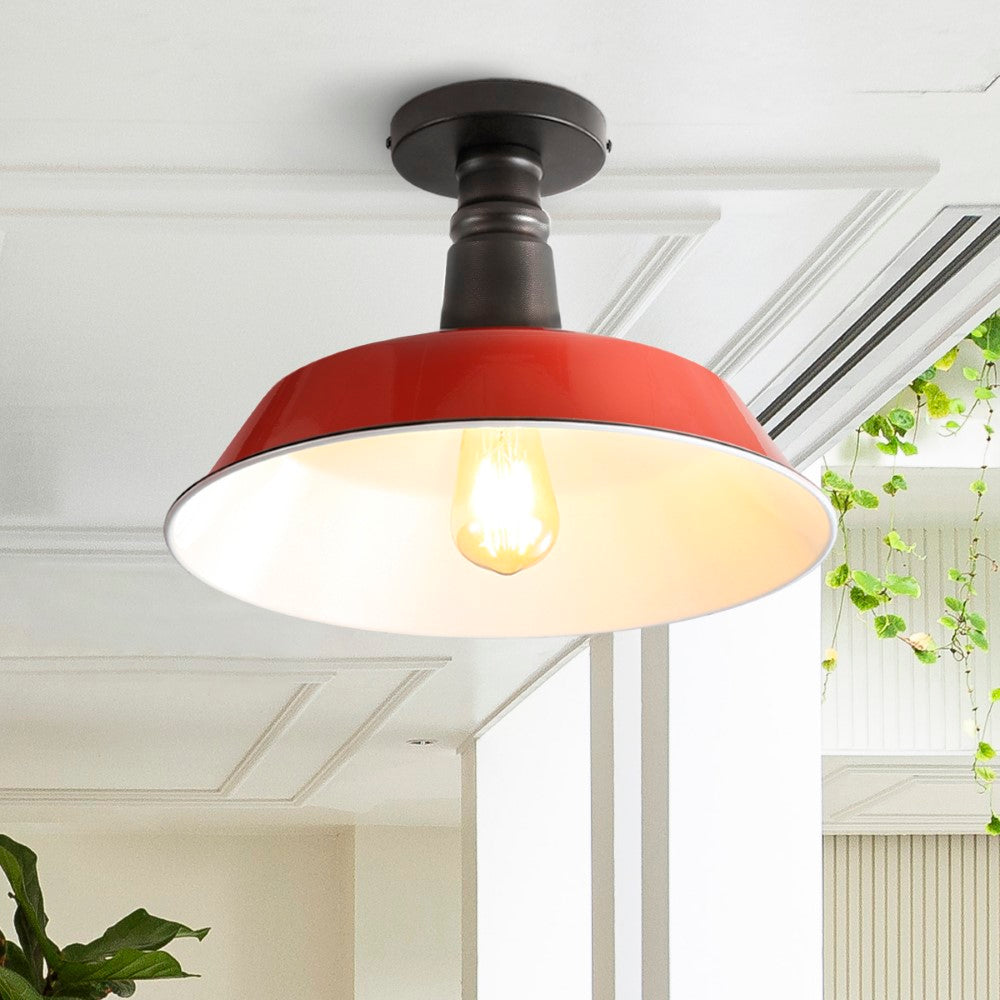 Yasu Classic Industrial Indoor/Outdoor Iron LED Semi Flush Mount