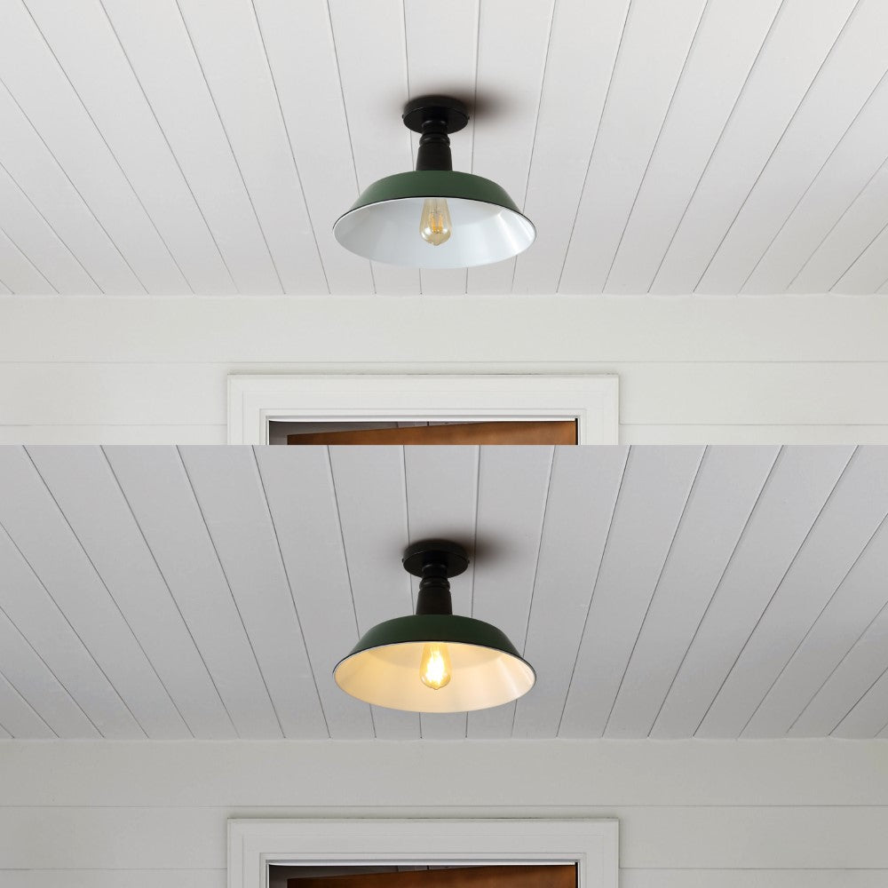 Yasu Classic Industrial Indoor/Outdoor Iron LED Semi Flush Mount