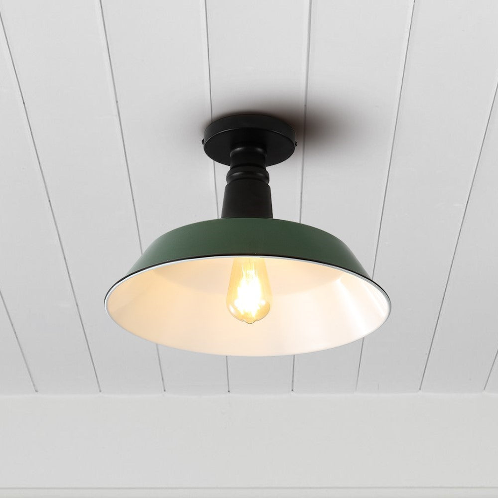 Yasu Classic Industrial Indoor/Outdoor Iron LED Semi Flush Mount