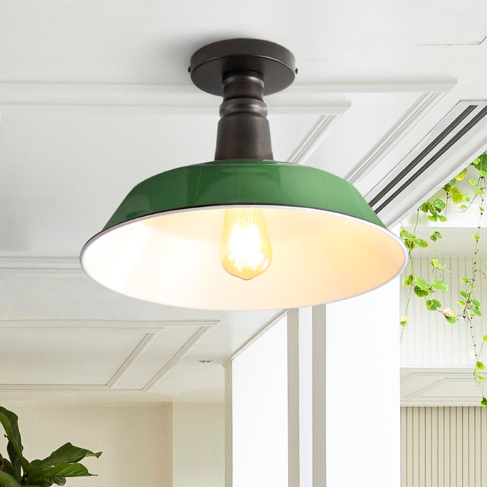 Yasu Classic Industrial Indoor/Outdoor Iron LED Semi Flush Mount