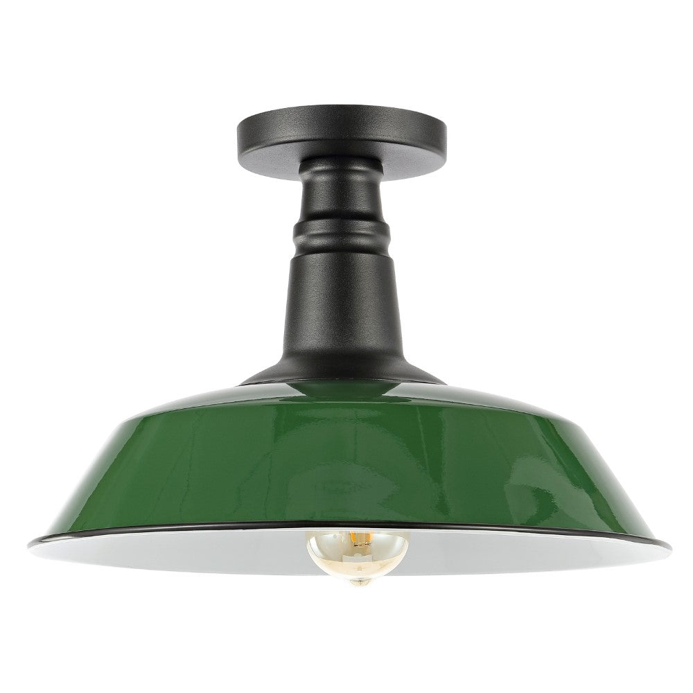 Yasu Classic Industrial Indoor/Outdoor Iron LED Semi Flush Mount