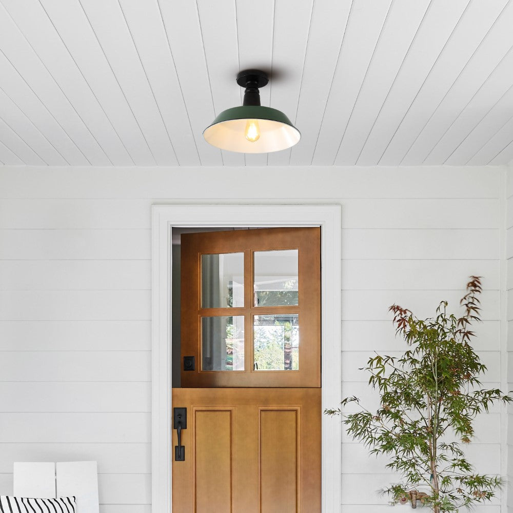 Yasu Classic Industrial Indoor/Outdoor Iron LED Semi Flush Mount