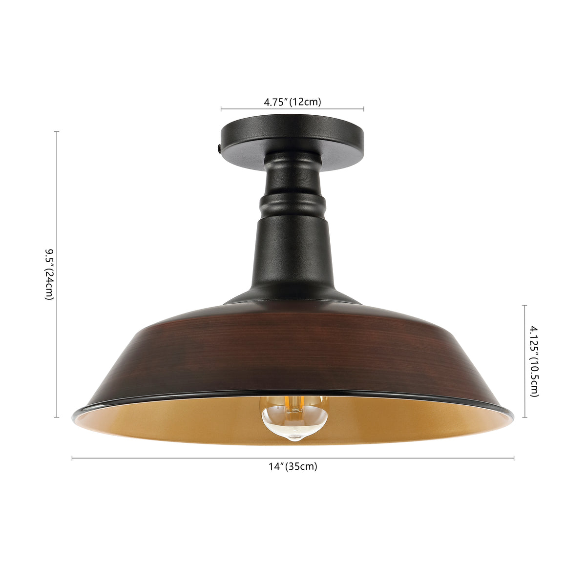 Yasu Classic Industrial Indoor/Outdoor Iron LED Semi Flush Mount