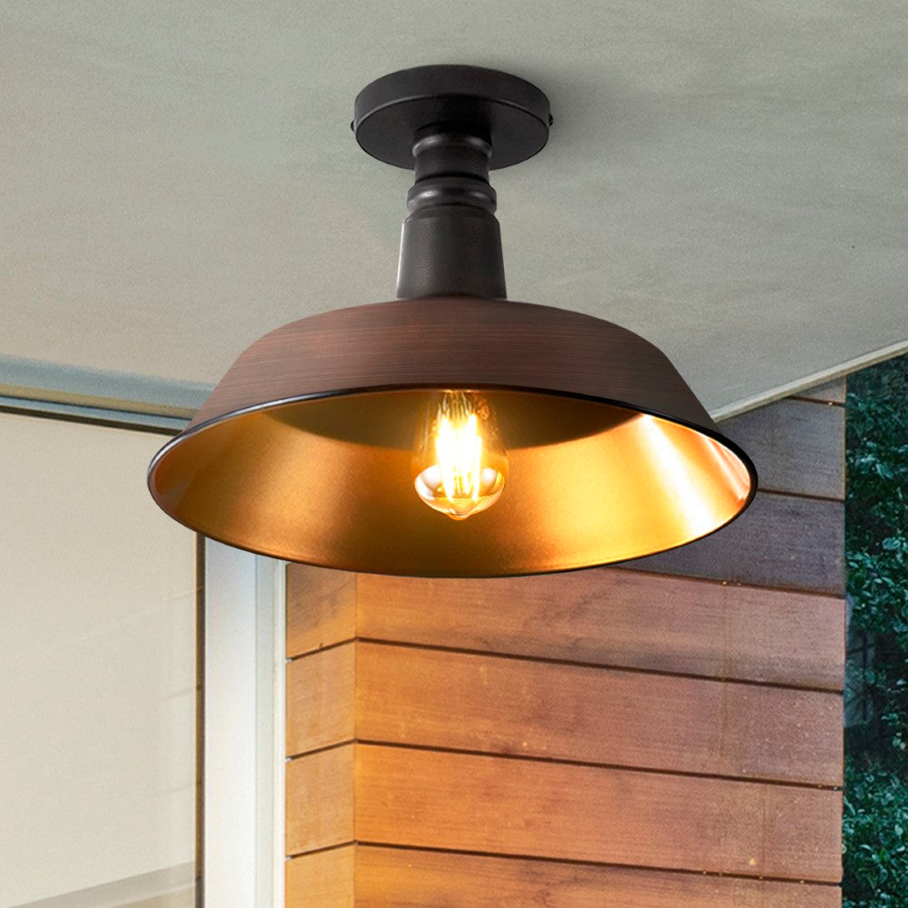 Yasu Classic Industrial Indoor/Outdoor Iron LED Semi Flush Mount