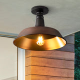 Yasu Classic Industrial Indoor/Outdoor Iron LED Semi Flush Mount