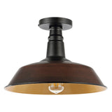Yasu Classic Industrial Indoor/Outdoor Iron LED Semi Flush Mount
