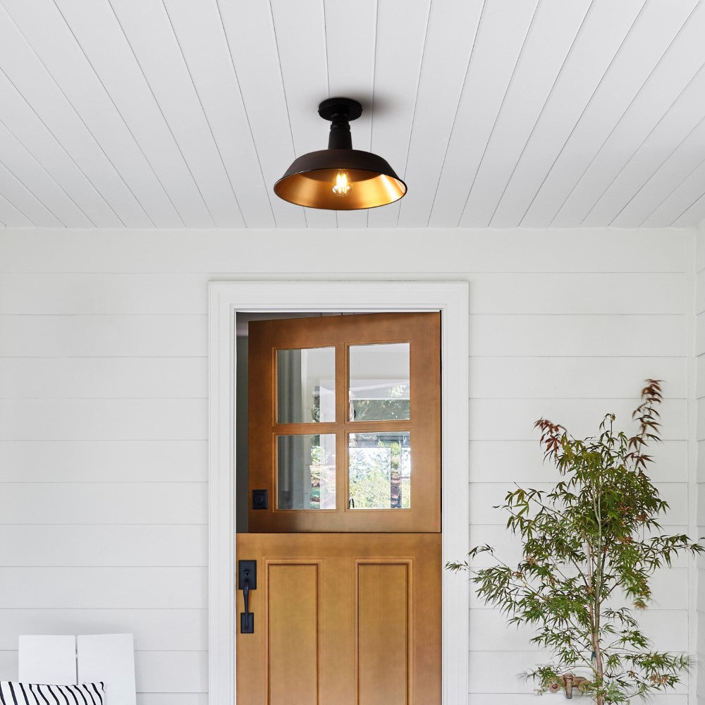Yasu Classic Industrial Indoor/Outdoor Iron LED Semi Flush Mount