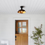 Yasu Classic Industrial Indoor/Outdoor Iron LED Semi Flush Mount