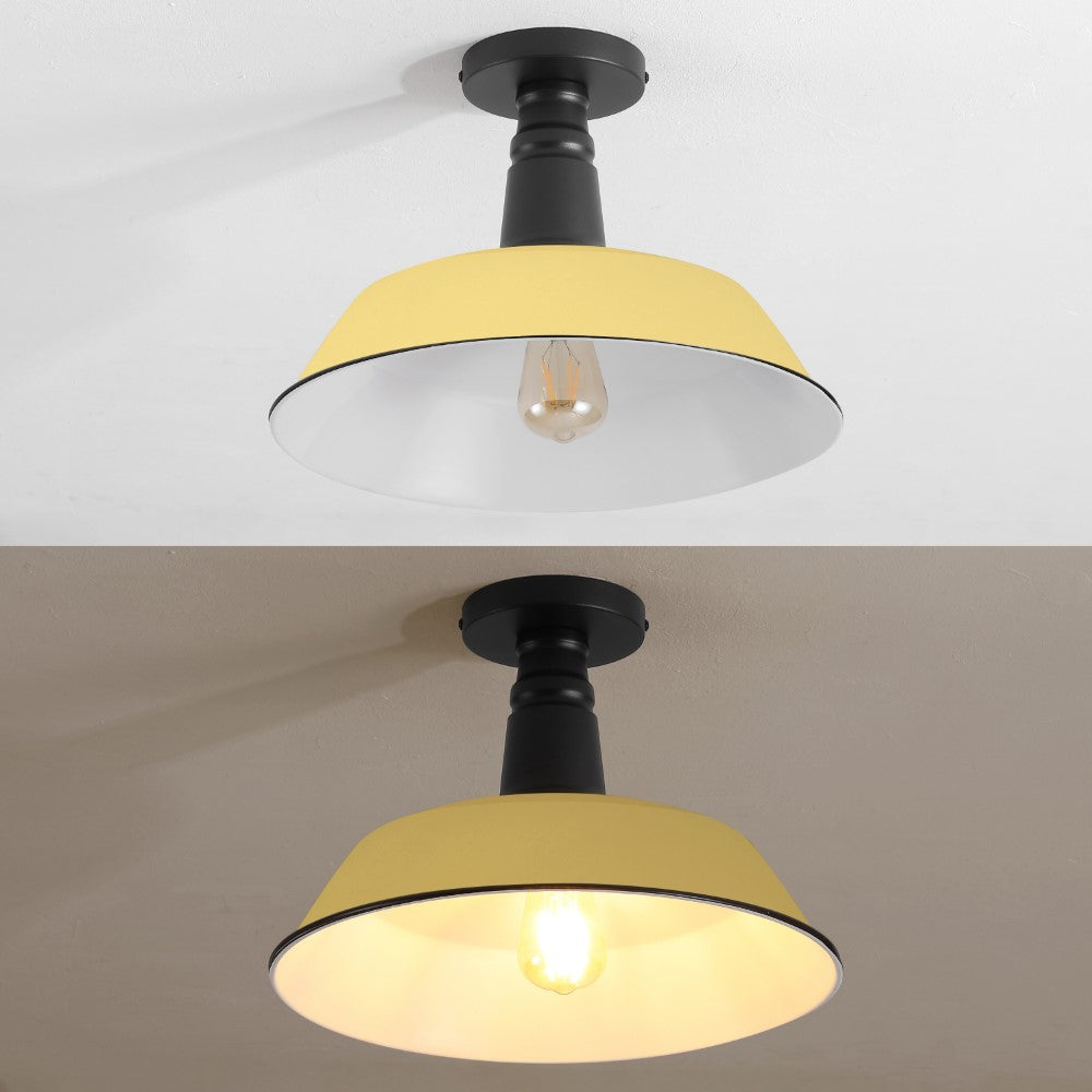 Yasu Classic Industrial Indoor/Outdoor Iron LED Semi Flush Mount