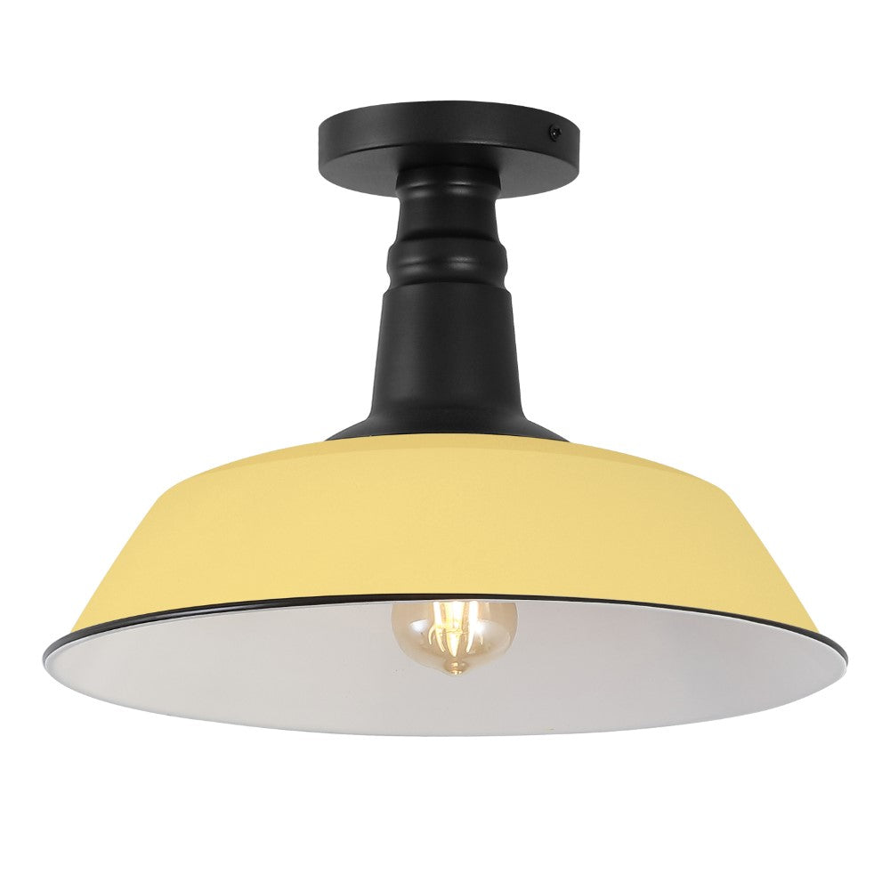 Yasu Classic Industrial Indoor/Outdoor Iron LED Semi Flush Mount