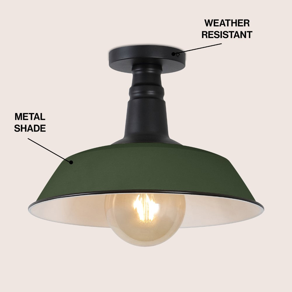 Yasu Classic Industrial Indoor/Outdoor Iron LED Semi Flush Mount