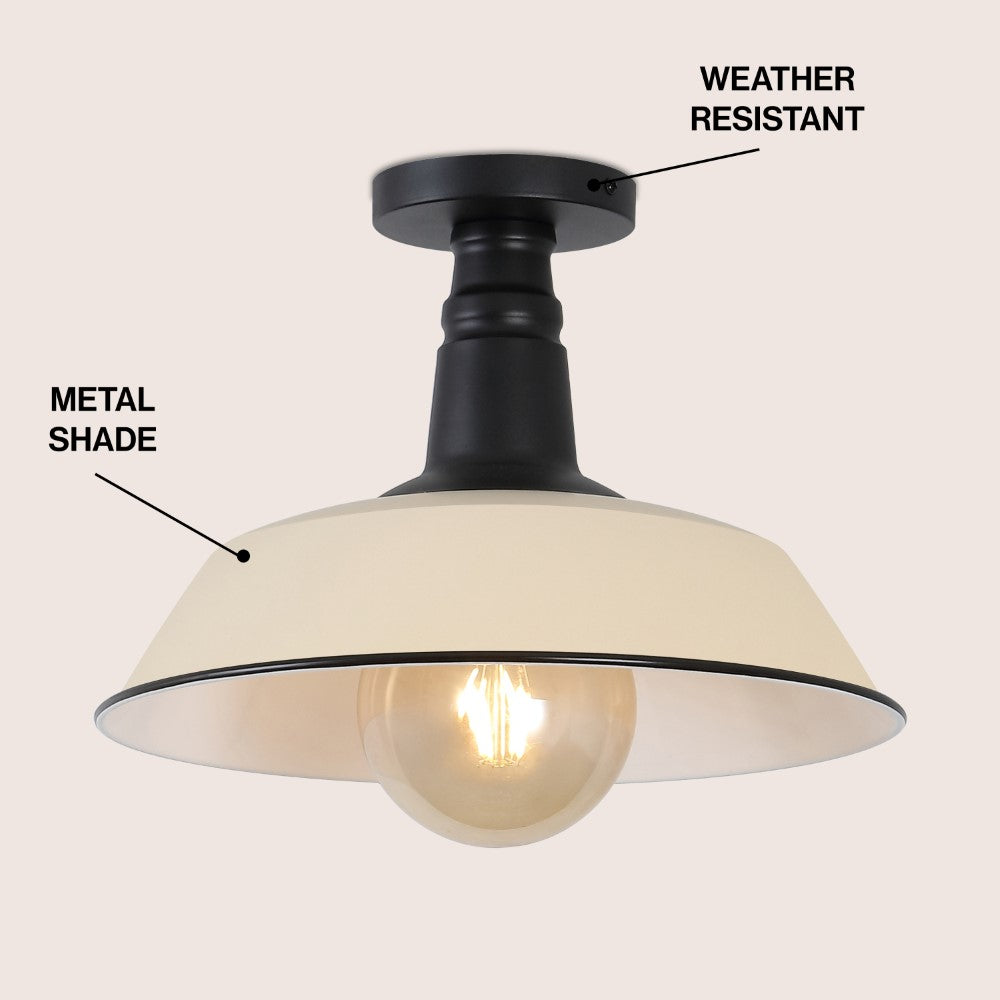 Yasu Classic Industrial Indoor/Outdoor Iron LED Semi Flush Mount