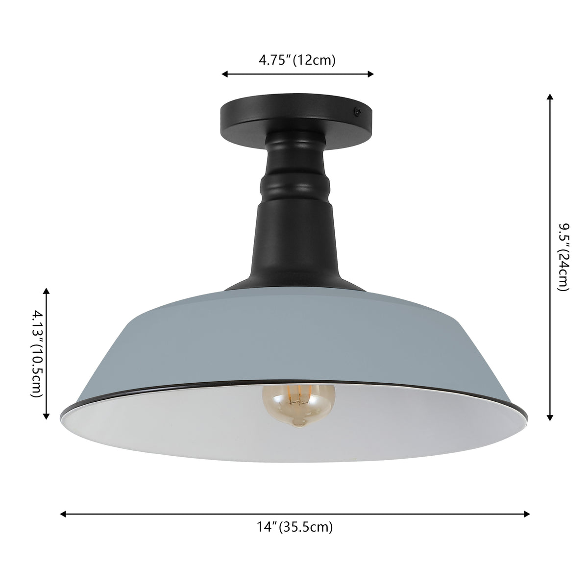 Yasu Classic Industrial Indoor/Outdoor Iron LED Semi Flush Mount