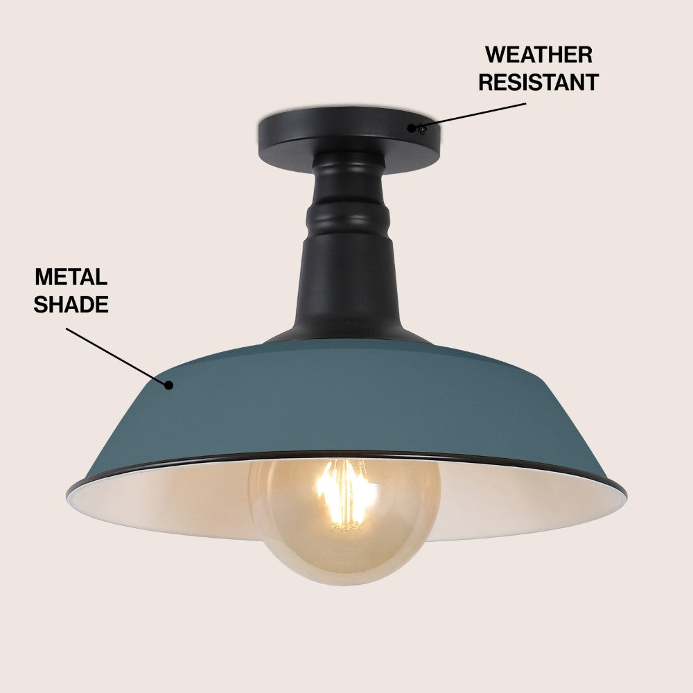 Yasu Classic Industrial Indoor/Outdoor Iron LED Semi Flush Mount