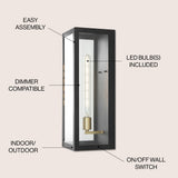 Berlin 20" Modern Industrial Indoor/Outdoor Rectangular Iron/Glass LED Outdoor Lantern