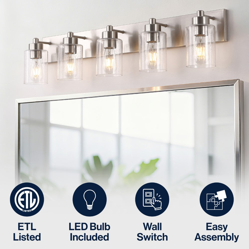 Margaret Seeded Glass/Iron Modern Contemporary LED Vanity Light