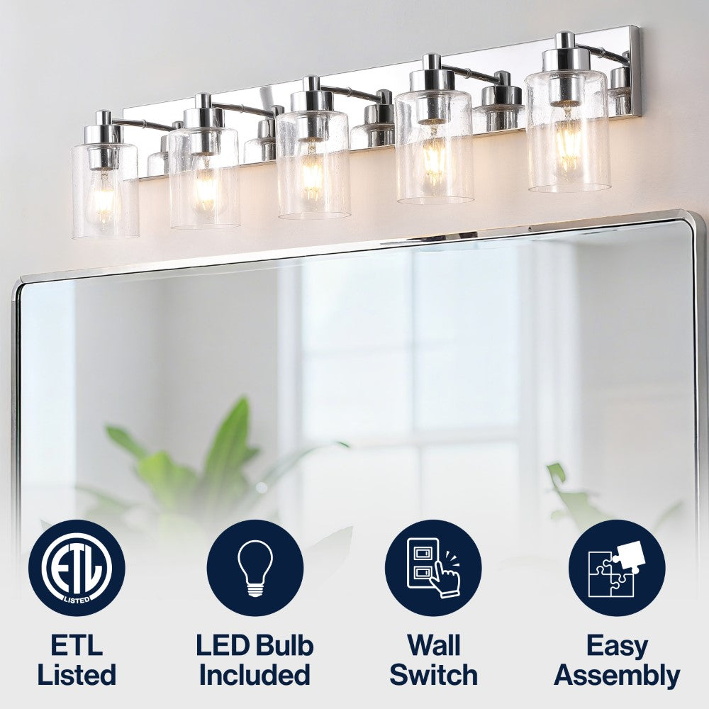 Margaret Seeded Glass/Iron Modern Contemporary LED Vanity Light