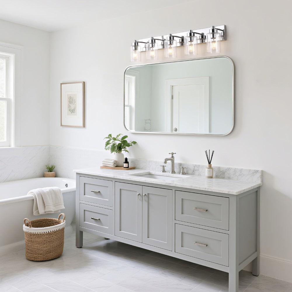 Margaret Seeded Glass/Iron Modern Contemporary LED Vanity Light