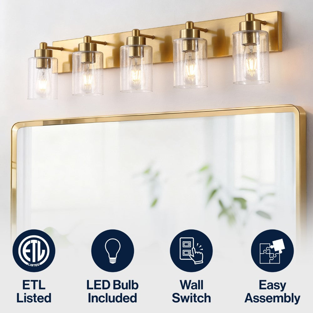 Margaret Seeded Glass/Iron Modern Contemporary LED Vanity Light