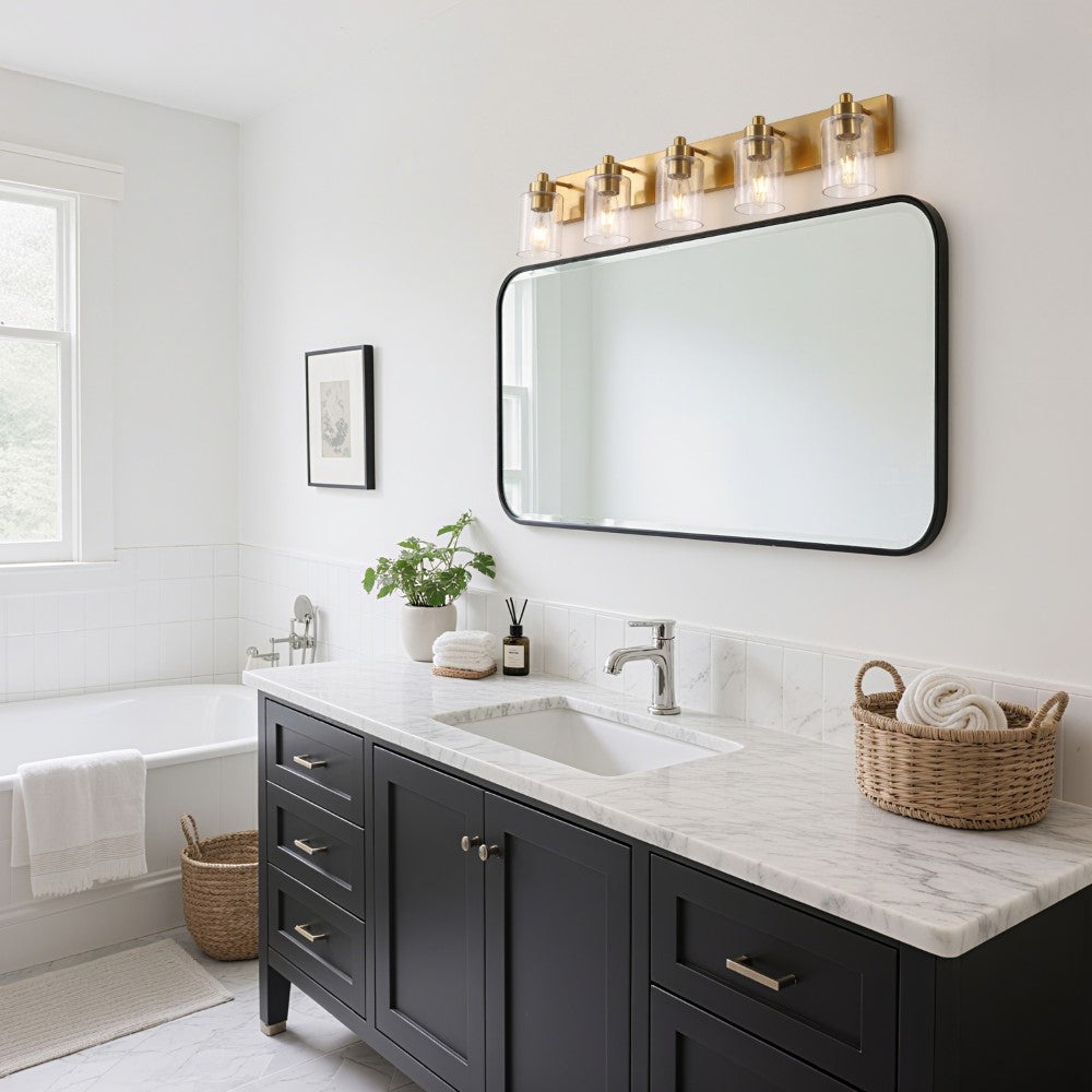 Margaret Seeded Glass/Iron Modern Contemporary LED Vanity Light
