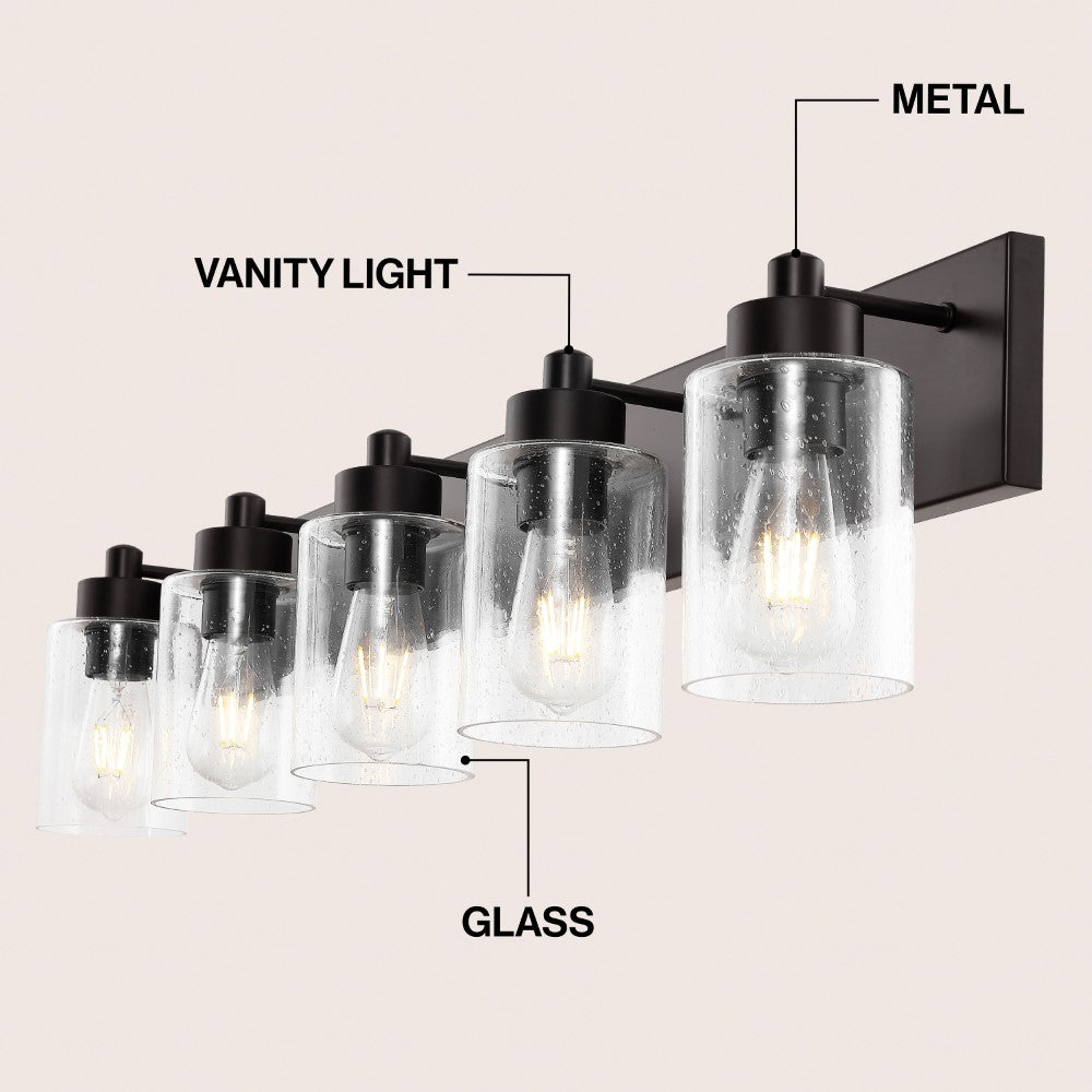 Margaret Seeded Glass/Iron Modern Contemporary LED Vanity Light