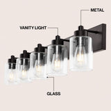 Margaret Seeded Glass/Iron Modern Contemporary LED Vanity Light