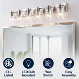Margaret Seeded Glass/Iron Modern Contemporary LED Vanity Light