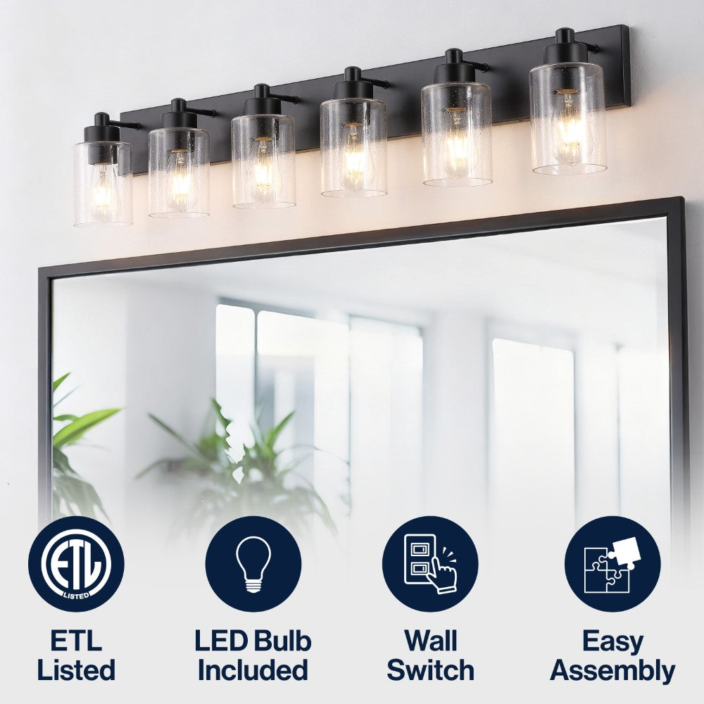 Margaret Seeded Glass/Iron Modern Contemporary LED Vanity Light