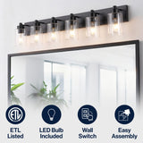 Margaret Seeded Glass/Iron Modern Contemporary LED Vanity Light