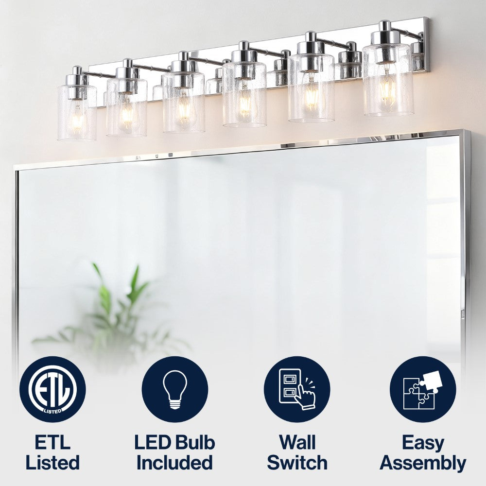 Margaret Seeded Glass/Iron Modern Contemporary LED Vanity Light