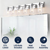 Margaret Seeded Glass/Iron Modern Contemporary LED Vanity Light