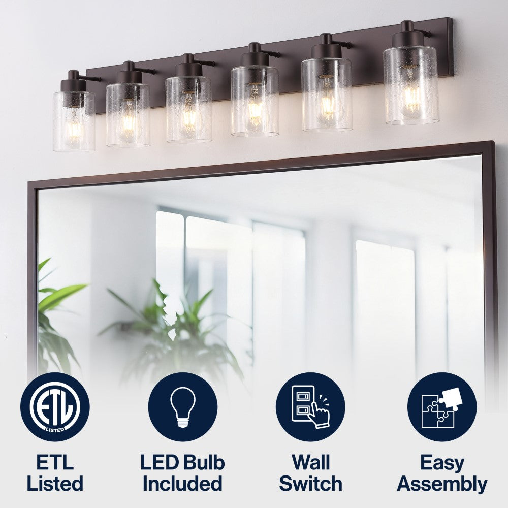 Margaret Seeded Glass/Iron Modern Contemporary LED Vanity Light
