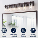 Margaret Seeded Glass/Iron Modern Contemporary LED Vanity Light