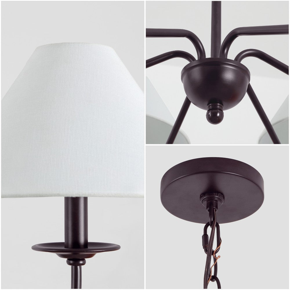Phoebe 41.5" 6-Light Grand French Country Farmhouse Adjustable Swooping Arm Candle-Style Metal LED Chandelier