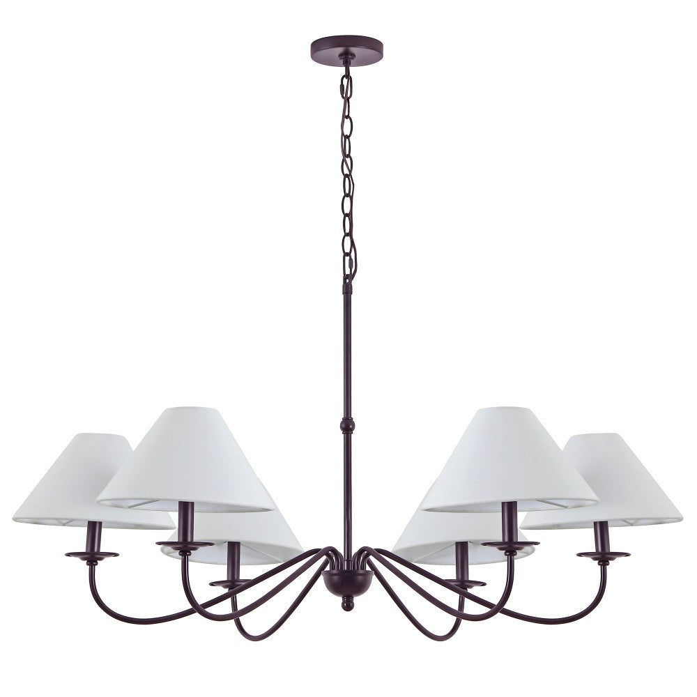 Phoebe 41.5" 6-Light Grand French Country Farmhouse Adjustable Swooping Arm Candle-Style Metal LED Chandelier