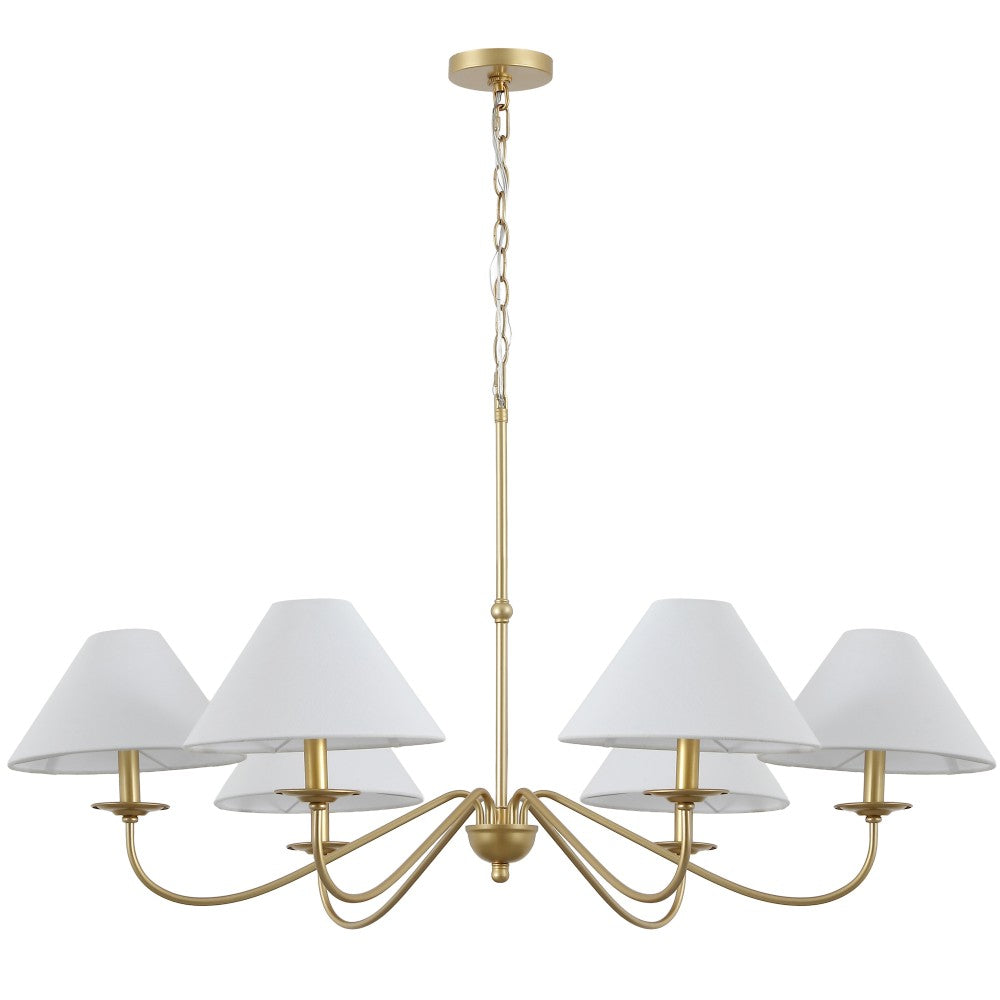 Phoebe 41.5" 6-Light Grand French Country Farmhouse Adjustable Swooping Arm Candle-Style Metal LED Chandelier