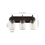 Sanchez 19.3" Farmhouse Industrial Iron Mason Jar LED Vanity