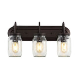 Sanchez 19.3" Farmhouse Industrial Iron Mason Jar LED Vanity