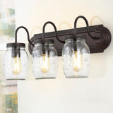 Sanchez 19.3" Farmhouse Industrial Iron Mason Jar LED Vanity