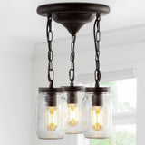 Simon 11" Farmhouse Industrial Iron Mason Jar LED Semi Flush Mount