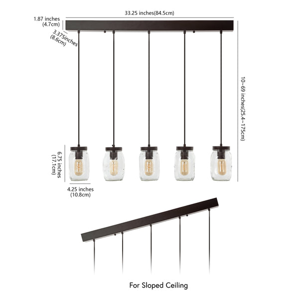 Dimension Image Oil Rubbed Bronze/Clear / 5 Light