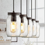 Hudson 5.5" Farmhouse Industrial Iron Mason Jar LED Pendant