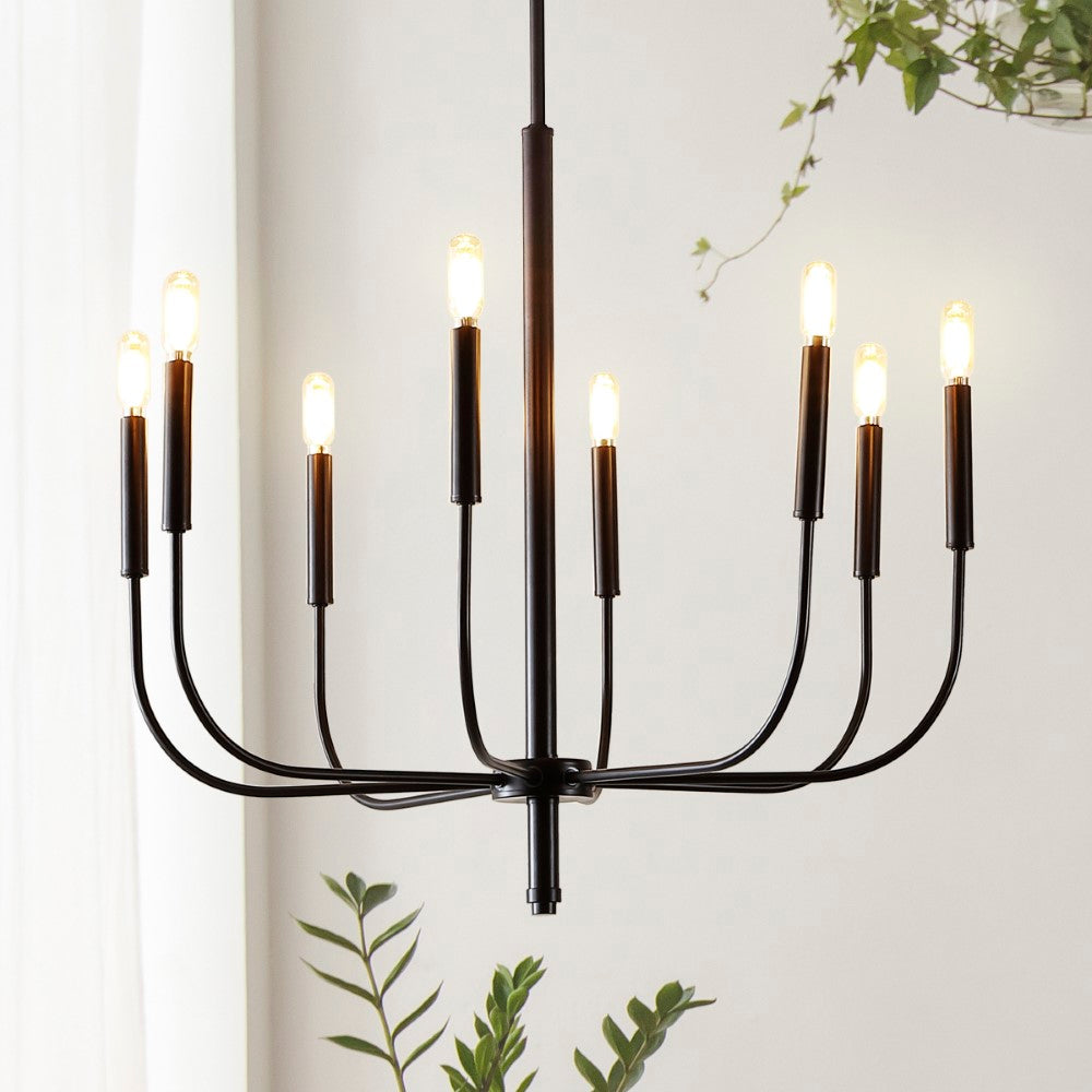 Elegant 27.25"  Modern Mid-Century Iron LED Chandelier